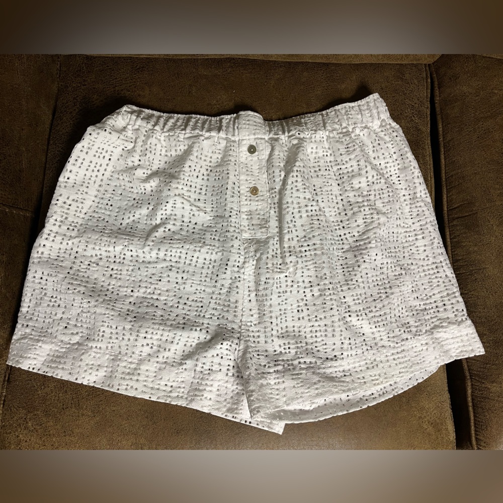 Negative Underwear Eyelet Lace Island Boxer Sz M White